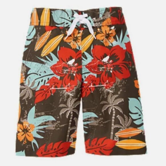 NWT Gymboree Tropical Hibiscus Swim Trunks Board Shorts Palm Tree Surf Boys 6 - Picture 1 of 2
